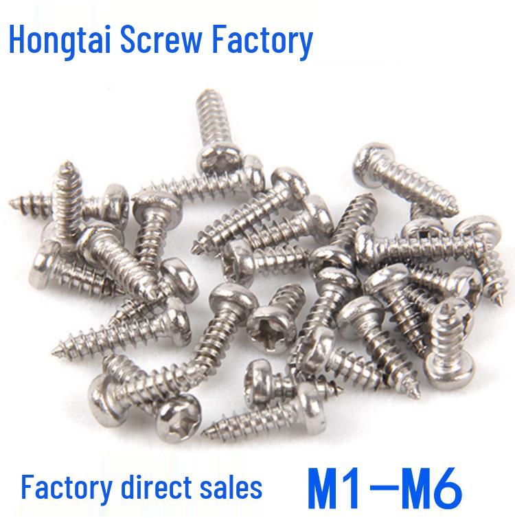 304 Stainless Steel Phillips Pan Head Sharp Tail Self-Tapping Screws - Small Head, Sizes M1.2, M1.4, M2.3, M2.6, M3