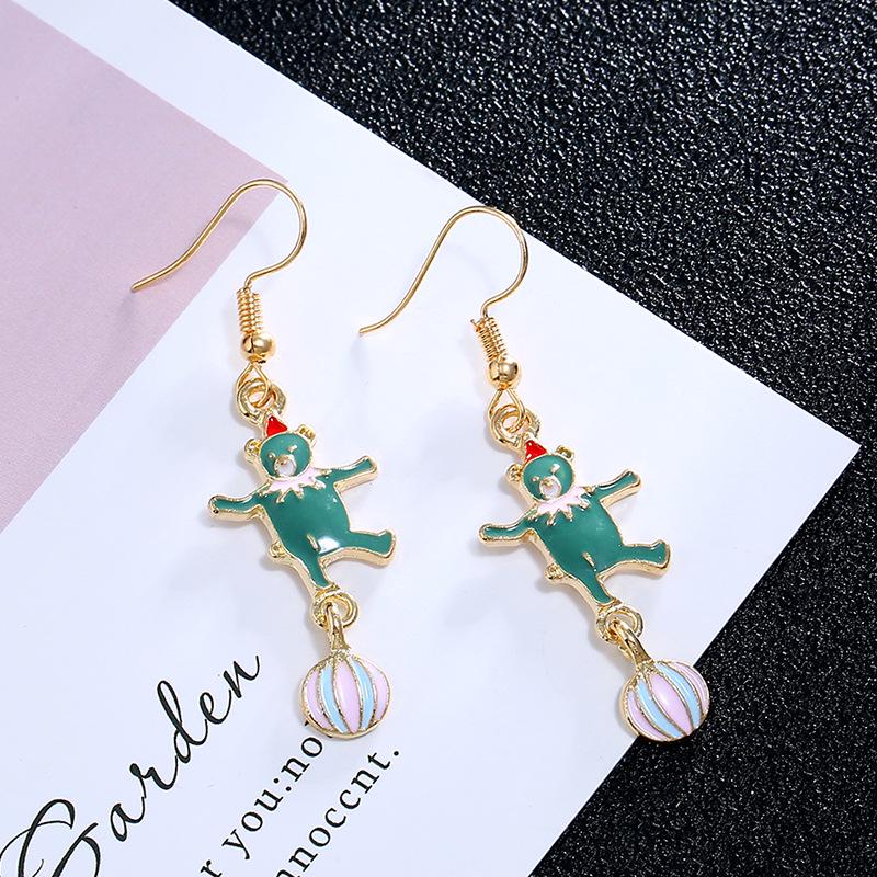 Korean Style Colorful Mermaid Earrings - Cute Drip Oil Animal Design