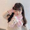 Boys Girls Winter Scarfs Thick Plush Cross Children's Scarf Baby Bib Cute Cartoon Rabbit Faux Fur Neck Protection Warm Shawl