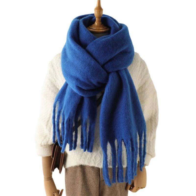 Long Tassels Neckerchief Solid Color Scarf Lightweight Yet Warm Headscarf Shawl For Casual or Formal Wear Daily