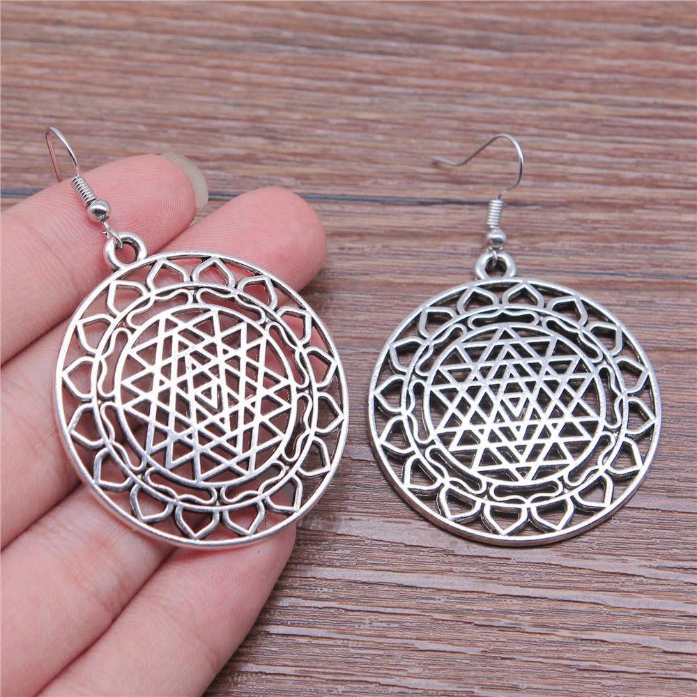 Hängeohrring Pflanze Blume des Lebens Minimalistischer Schmuck Komponenten Ohrringgröße 18x19mm QE020