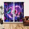 2PCS Butterfly heart curtain with pole pocket design to protect privacy suitable for kitchen living room office bedroom