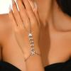 Eco-friendly Crystal Leaf & Zircon Flower Bracelet with Finger Chain for Women - Fashionable and Versatile.