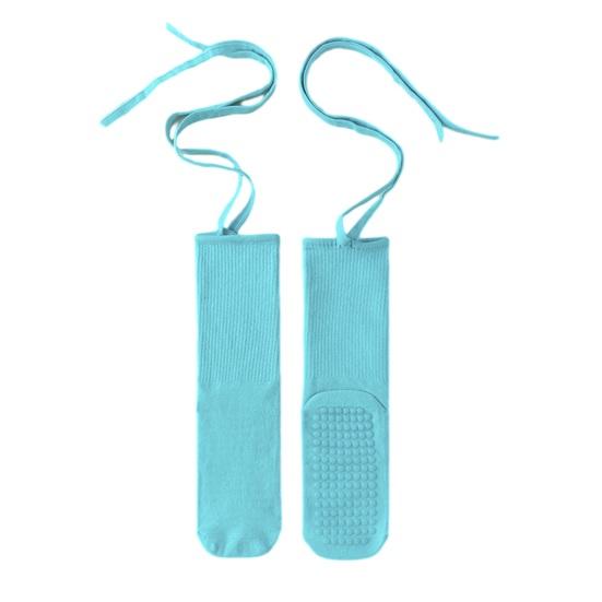 1 Pair Yoga Socks Pure Color Lace-up Elastic Compression Support Yoga Fitness Dance Socks with Silicone Anti-Slip Soles