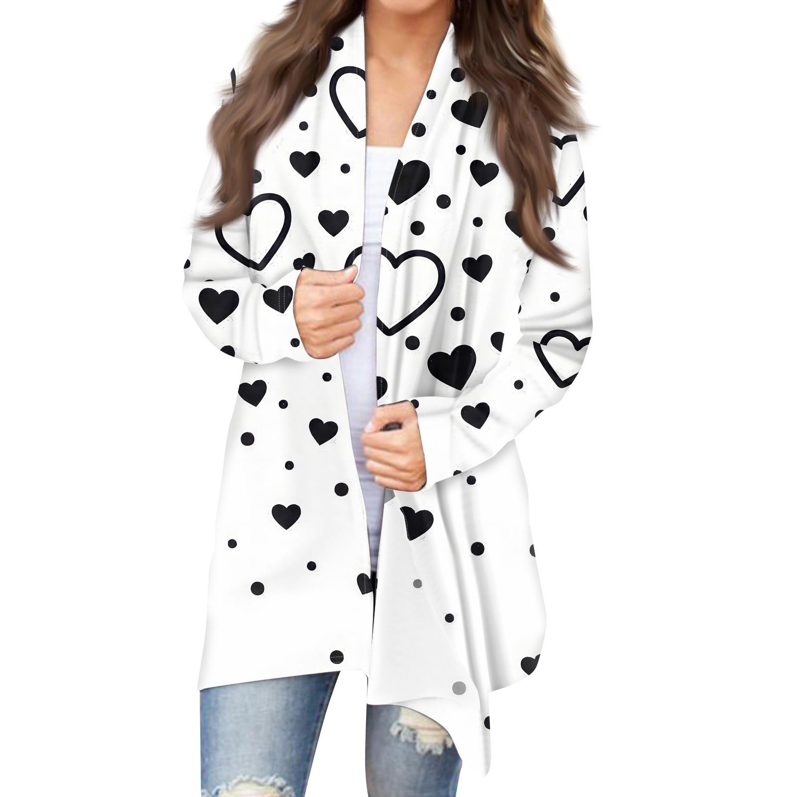 

Женская модная повседневная куртка-кардиган средней длины с принтом, пальто XXXL белый