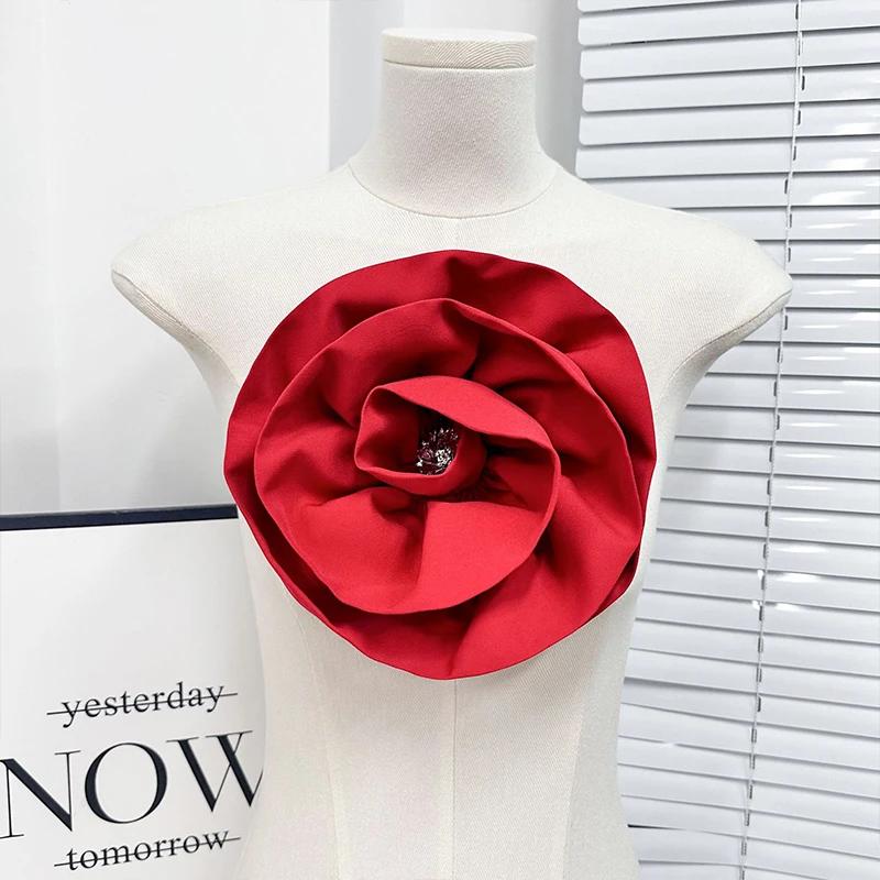 Handmade Fabric 3D Flower Brooches for Women Fashion Cloth Art Lapel Pins Wedding Party Corsage Clothing Jewelry Accessories New