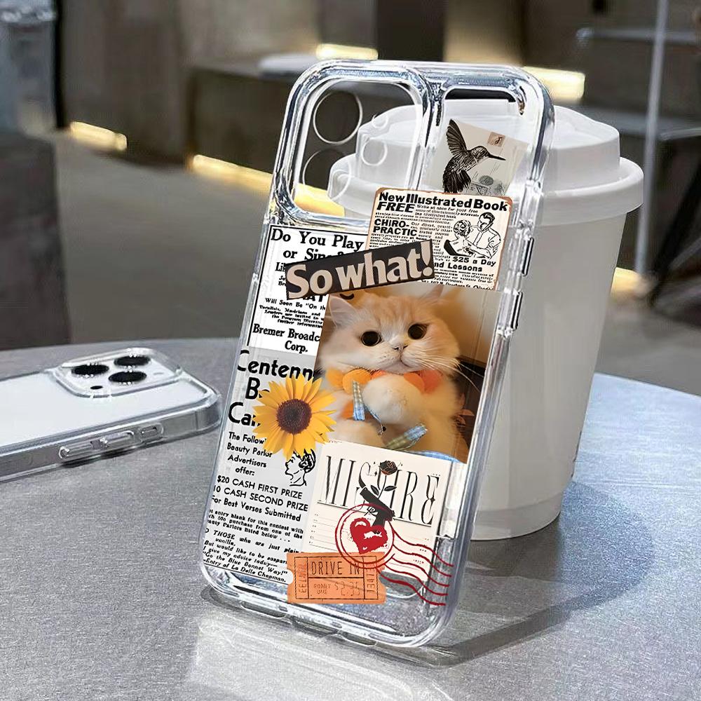 Cute Cartoon Cat Phone Case For IPhone 17 Pro Max Case IPhone 15 16 13 14 11 12 Pro Max 17Air 16e 15 Plus Case Soft Clear Cover