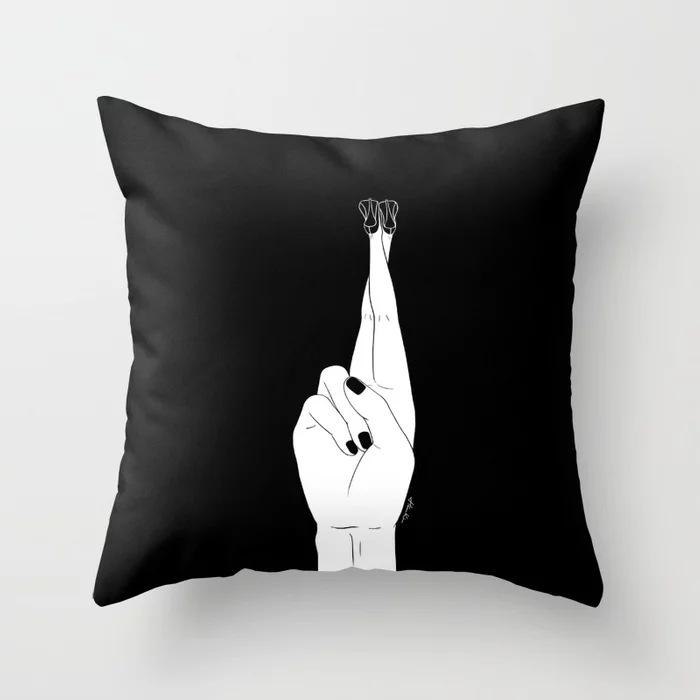 Nordic Black And White Cartoon Portrait Ultra-Short Velvet Pillow Cover Without Core Cushion Cover Premium Durable