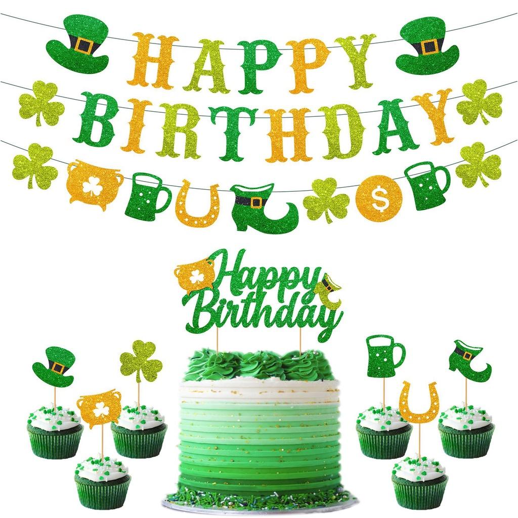 Day St Patricks Irish Festival Decor Banner Cake Topper Party Decor Supplies