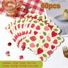 20/40/60 pcs Strawberry Pattern Disposable Paper Napkins, Fan Edged Berry Printed Decorative Napkins, Wedding, Birthday