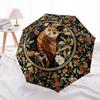 Owl, TapestryThemed Automatic Opening and Closing Umbrella 8 Ribs, Suitable for Leisure and Going Out, Outdoor Accessory, Gothic Style, Fa
