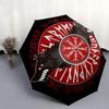 Viking Norse Rune Umbrella, Cute Umbrella with Cute Design, Portable 3-Fold Compact Umbrella for Men & Women, Valentine's Day Mother's Day Gift S505