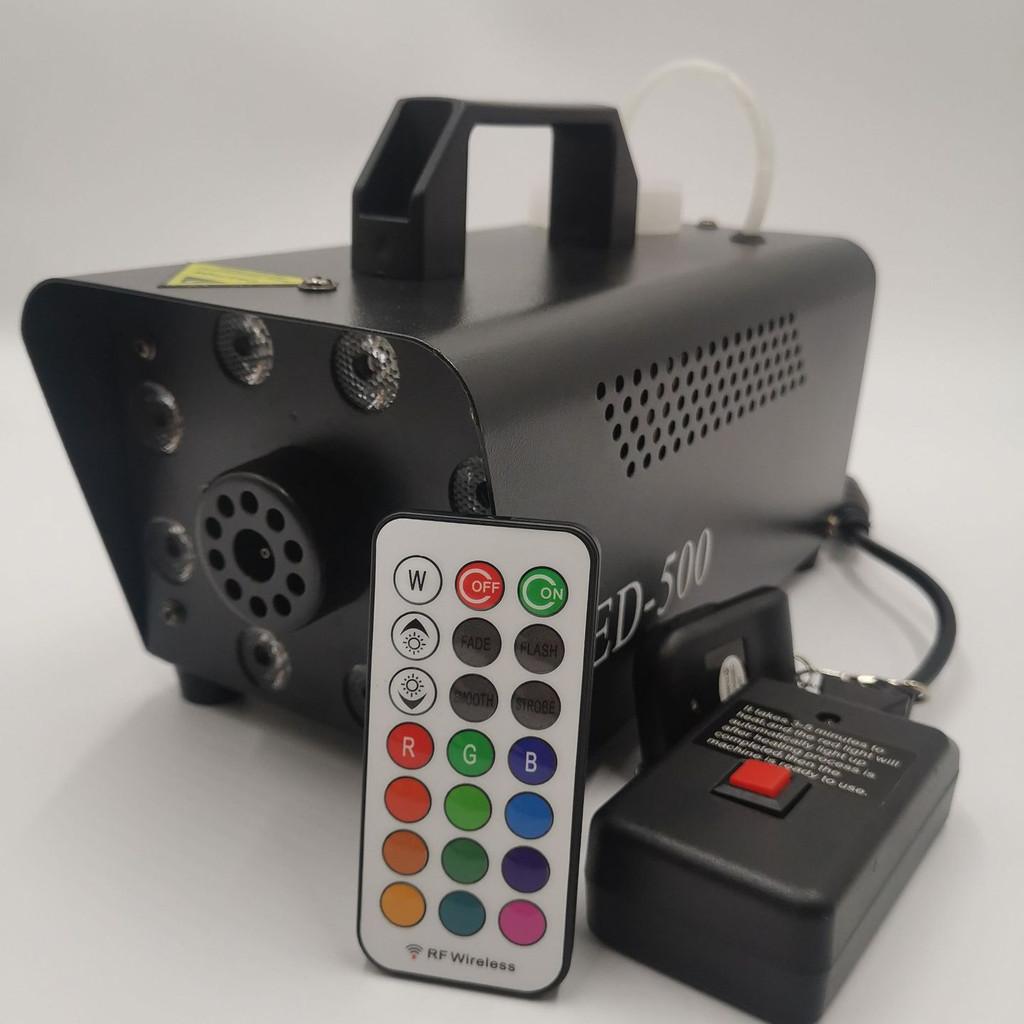 8 LED 500W Small Halloween Fog Machine KTV Stage Lighting Effect Atmosphere Equipment Adjustable Color Smoke Machine