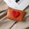 Color-Blocked Heart-Shaped Keychain Wallet Pu Mini Coin Purse For Women