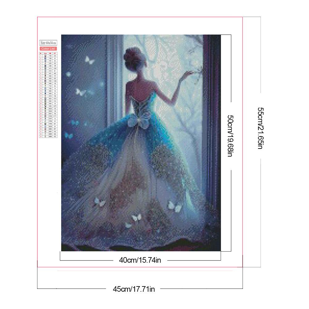 5D DIY Full Round Drill Partial AB Diamond Painting Princess Back Decor 45x55cm