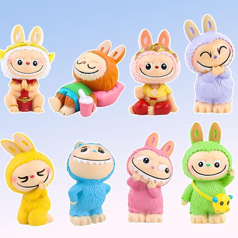1 Piece Kawaii Toys Surprise Cute Labubu Figure Pendant Face Changing Doll Cartoon Anime Macarone Birthday Cake Decoration