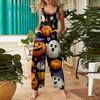 Dámský ležérní overal s halloweenským potiskem, bavlněný overal bez rukávů s potiskem