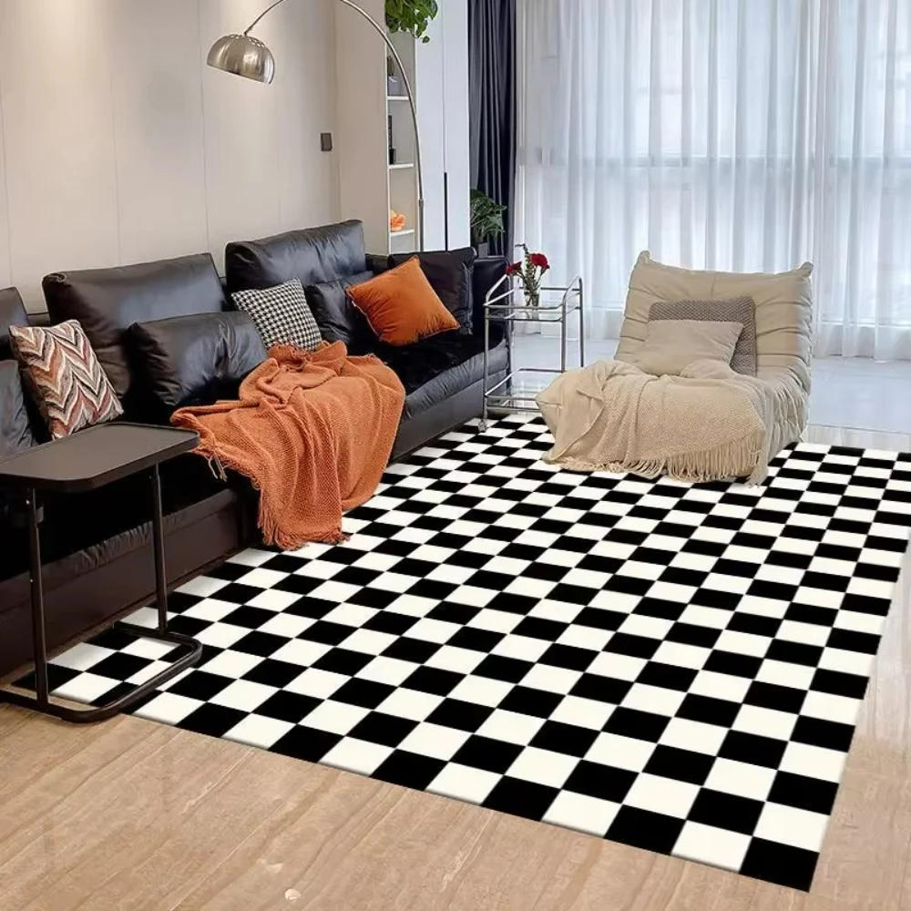 

Luxury Modern Multi-color Checkered Carpet for Living Room Decor Bedroom Sofa Floor Mat Balcony Lounge Kitchen Nonslip Rug 40x60cm