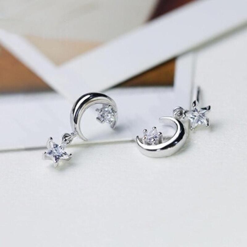 Brincos assimétricos da moda Brincos de gota de estrela e lua Presentes