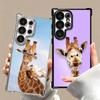 Giraffe Animal Pattern Plating Phone Case For Samsung Galaxy S24 S25 FE S26 Edge S23 Ultra S22 S21 Plus S20 Anti-Fall Airabag Co