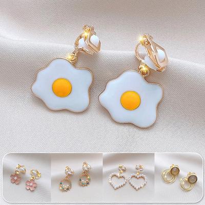 Mode Stern Mond Ohrringe Perle Ohrclips Schleife Blume Schmuck