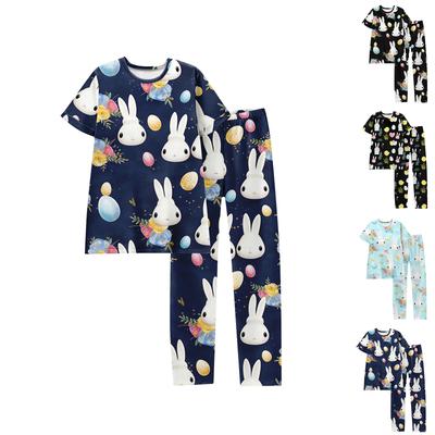 Women's Easter Bunny Print Short Sleeve Pajama Set
