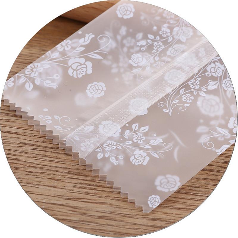 100Pcs Translucent Frosted Rose Flower Pattern Fruit Tea Candy Cookie Machine Sealed Bags Plastic Packaging