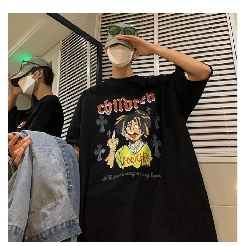 Men T-Shirts Letter Graphic Print Fashion Brand Tees for Men Oversize Tshirts Men Clothing Casual Tee Man Summer Korean Retro