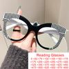 Unique Women'S Cat Eye Reading Glasses Anti Blue Light Fashion Optical Eyewear Stripe Frame Large Frame Presbyopia Eyeglasses