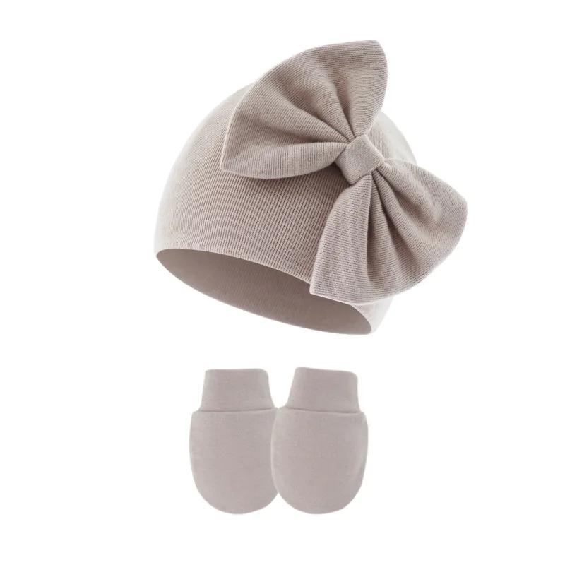 Infant Girl Hat Gloves Kit Cotton Newborn Beanie Ideal for Girls Accessories Infant Cap Baby Toddler Infant Turban Kids Props