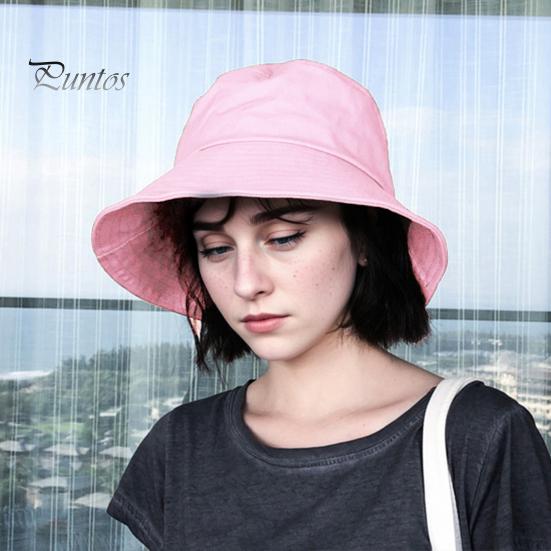 Spring Summer Fisherman Hat Flat Top Wide Brim Solid Color Basin Hat Breathable Versatile Travel Outdoor Sunshade Hat