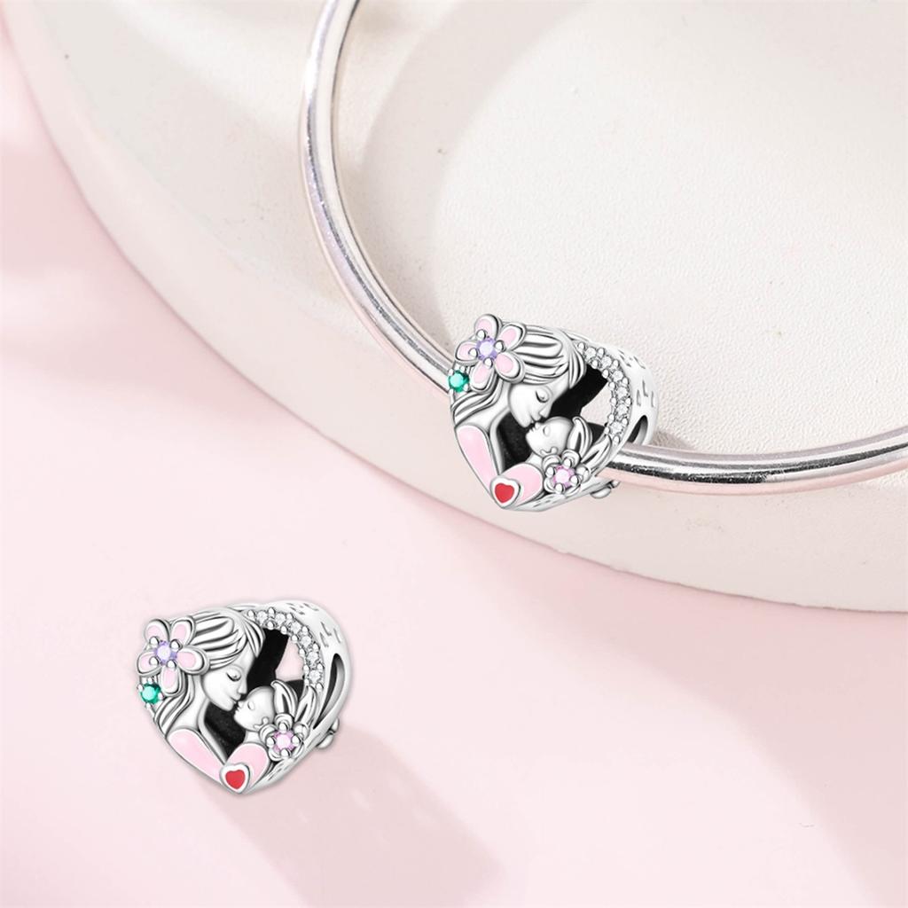 Family Boy Girl Charm Pendant Decorative Bead Jewelry Bracelet Accessories Copper