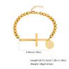 Stainless Steel Cross Curved Card Round Card Three-Color Beaded Gold Bracelet 2006