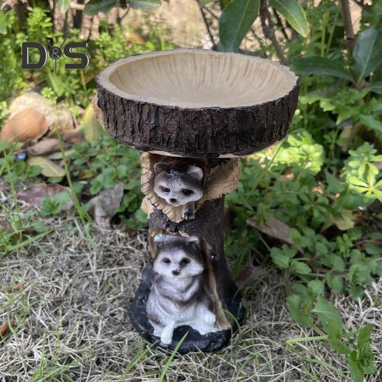 Bahçe Kuş Yemliği Reçine Heykel Açık Hava Veranda Bahçe Çim Serbest Ayaklı Peri Ağaç Evi Hayvan Heykeli Süs Kuş Banyoları Kase Sulama Besleme