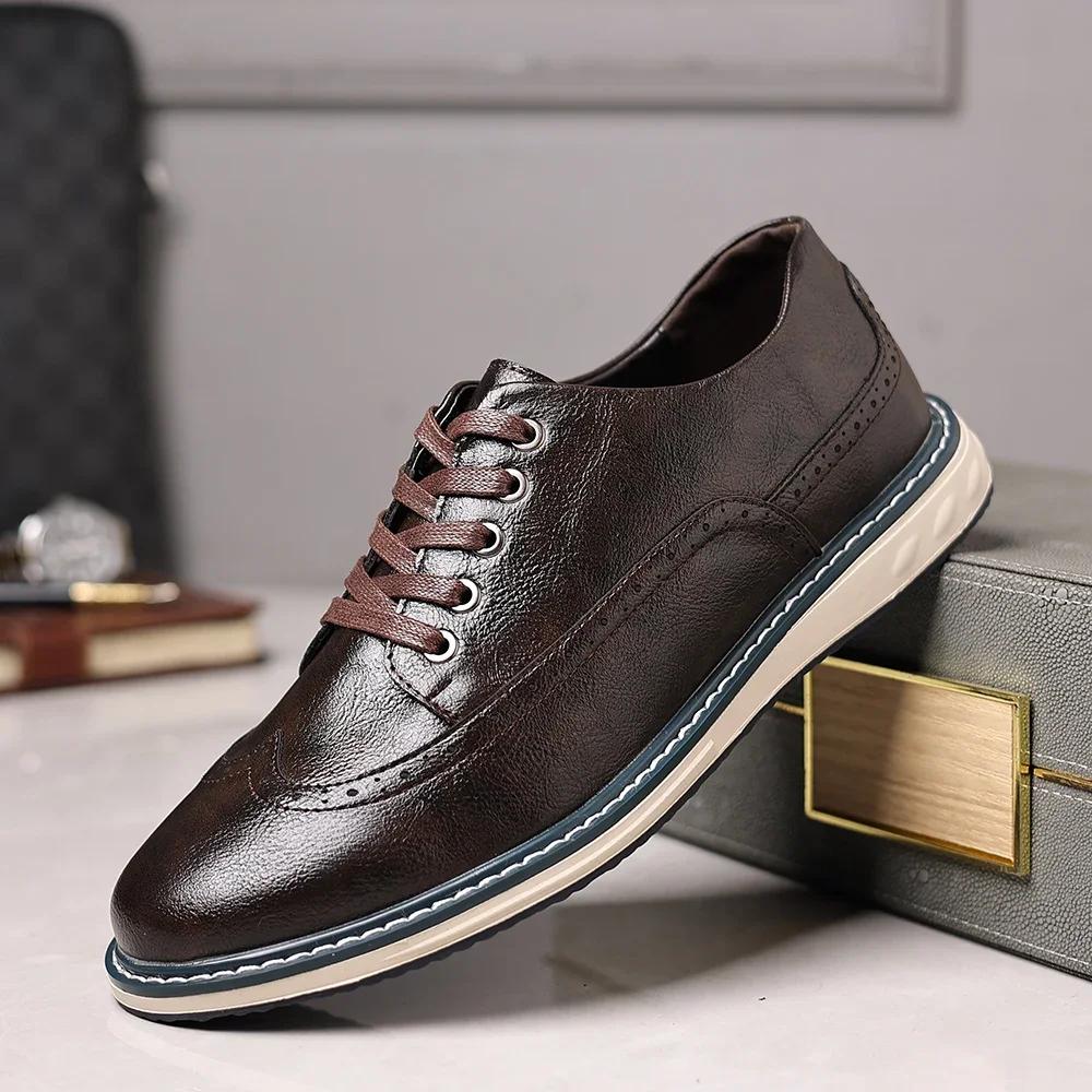 Men Winter Casual Oxford Shoes LaceUp Leather Suitable for Daily Wear and Various Occasions High Quality Material for Durability