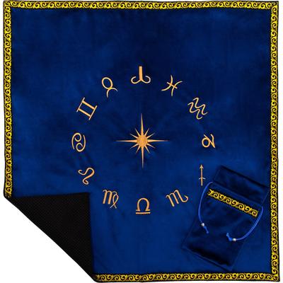 Empfohlen von Fortune MARDUK Tarot Samt-Tarotkarte und Orakelkarte 65cm x 65cm Wahrsagerstoff, Rutschfestes Etui, (blau)