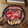 1pc Floral Love Round Chair Mat Area Rug - Non-Slip, Floor Mat for Office, Bedroom, and Indoor Decor -1002239
