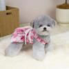 Dog Princess Dress with Floral Pattern Ruffle Sleeveless Puppy Summer Dress with Lace Bow Elastic Breathable Pet Clothes for Small Dogs Cats