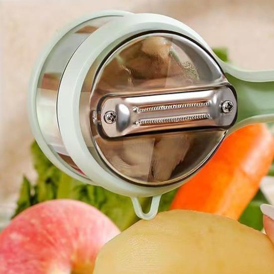 Vegetable Peeler with Built-In Storage Container Non-Splash Fruit Peeler Multi-Function Kitchen Gadget for Julienne And Slicing