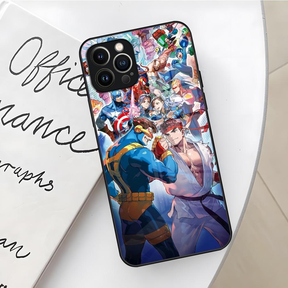 Spiel S-Street F-Fighter Handyhülle für Iphone 16 15 14 12 11 13 Pro Max Mini X Xr Xs Se 8 Puls Glas Abdeckung
