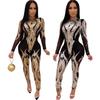 Pailletten High-End Damen Langarm Durchsichtiger Jumpsuit