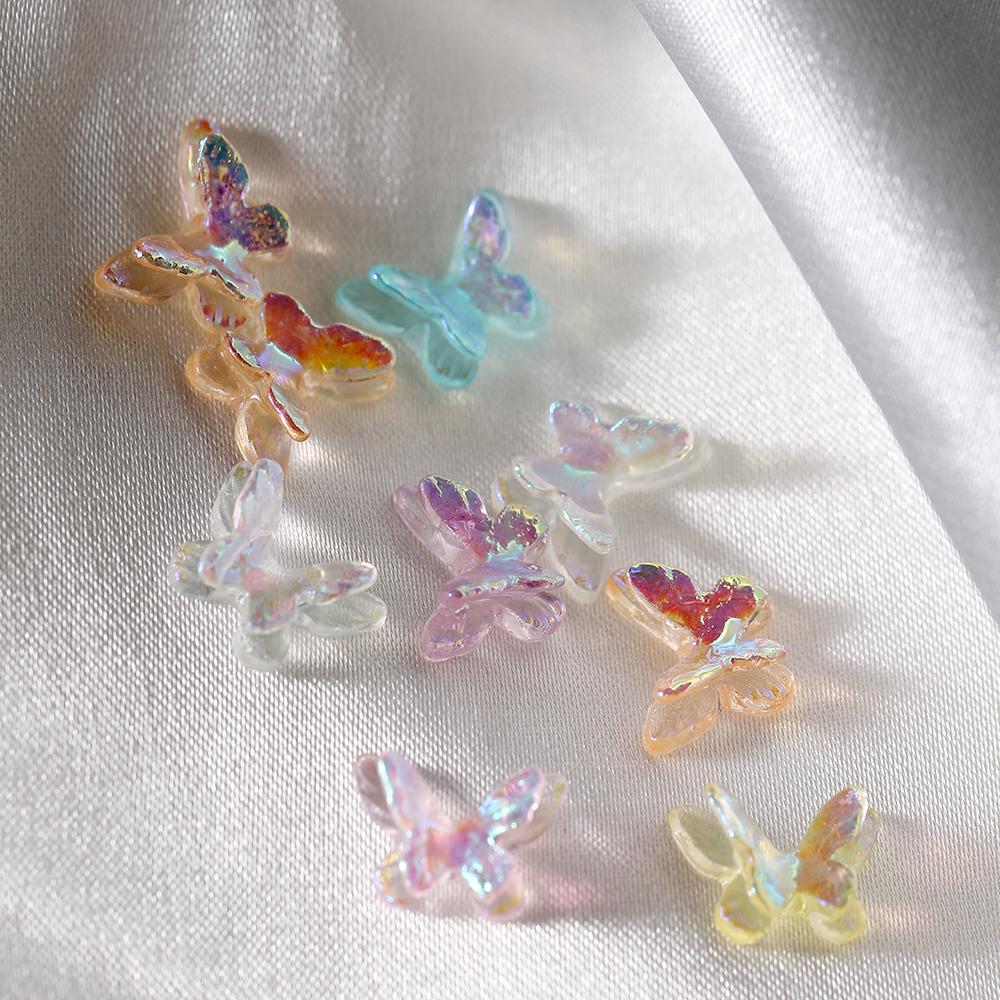 20/50Pcs Mini Aurora Glitter Colorful 3D Resin Butterfly Epoxy Resin Filiings for DIY Epoxy Resin Mold Cratfs Nail Art Fillers