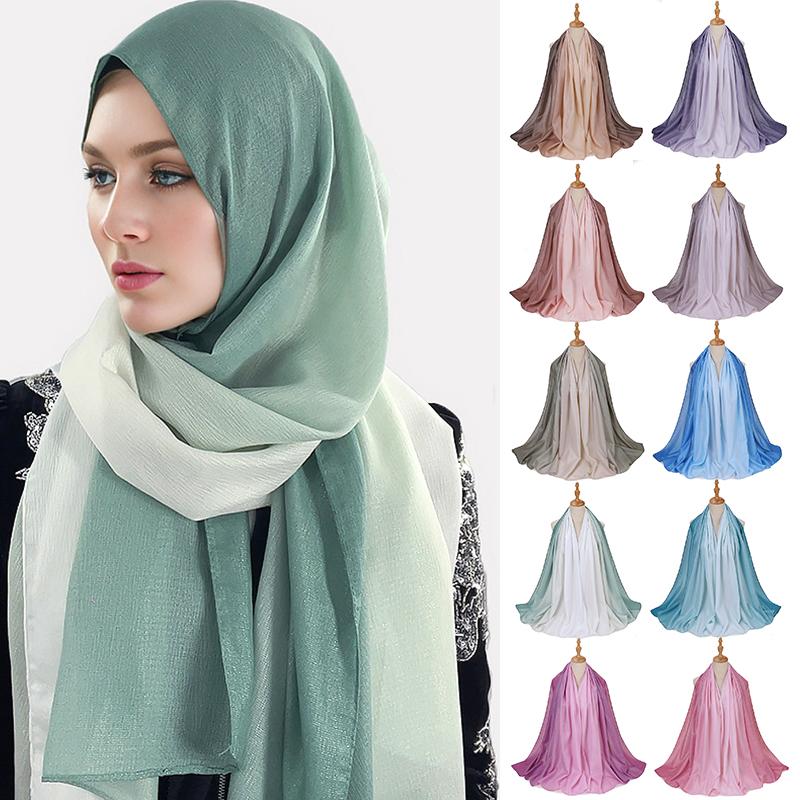 

1шт. Градиентный цвет шелковый хиджаб шарф длинный шаль интегрированный быть текущим Малайзия