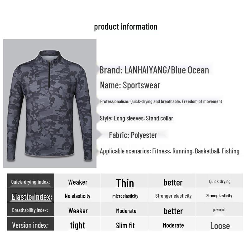 Men's Quick-Dry Half-Zip Camouflage Sports Jacket