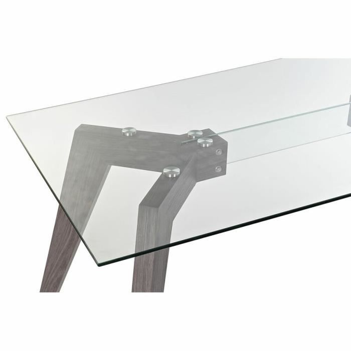 Table De Salle À Manger - 160x90 Cm - Verre Gris Transparent - Bois MDF - Design Contemporain