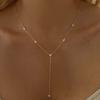Fashion Gold Color Double Layered Y-shaped Choker Necklace For Women Exquisite Crystal Long Tassel Necklace Zircon Gifts