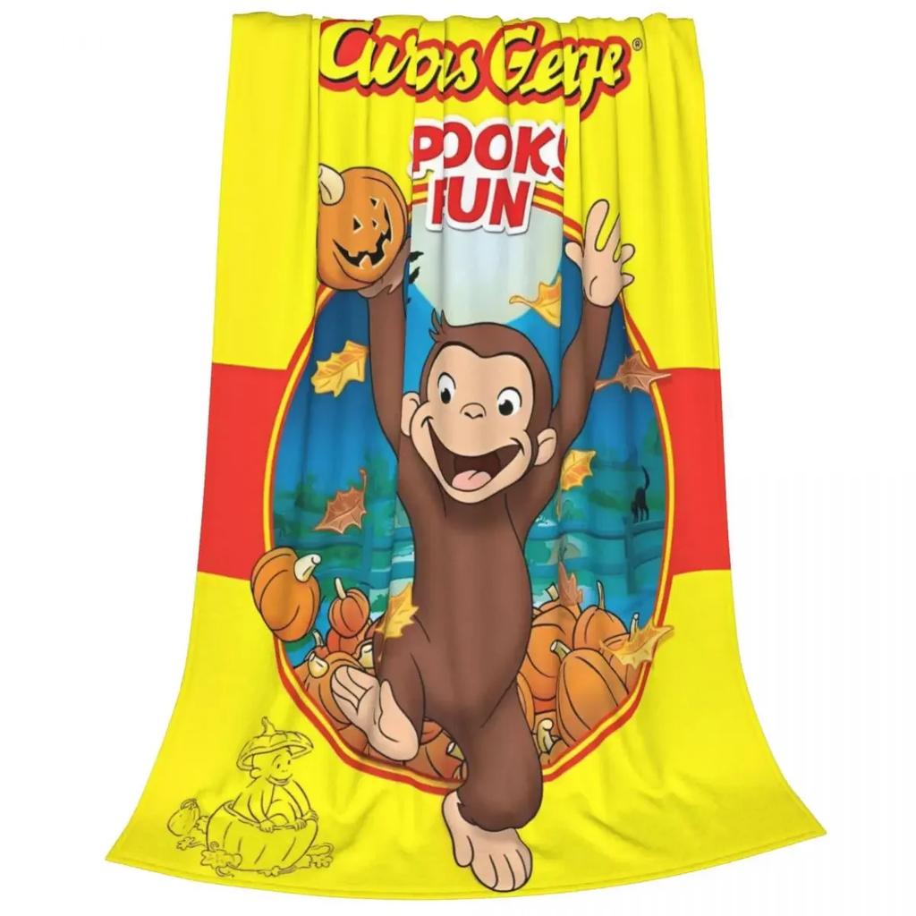 Curious George Spooky Fun Fuzzy Blanket Cartoon Monkey Funny Throw Blankets for Home 200x150cm