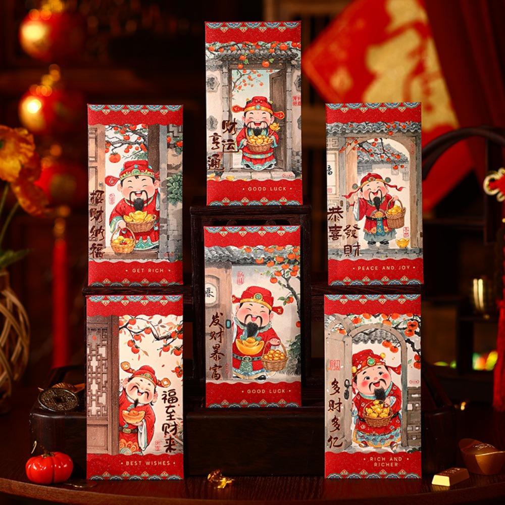 

6pcs Hongbao Chinese New Year Red Envelopes Blessing Money Packet Wedding Birthday Style 1
