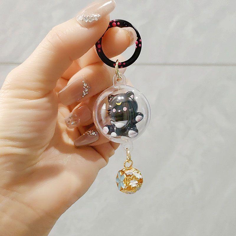 1 Piece Household Student Schoolbag Pendant Cute Three-Dimensional Bell-Shaped Cat Wind Chime Keychain Girl Bag Accessories