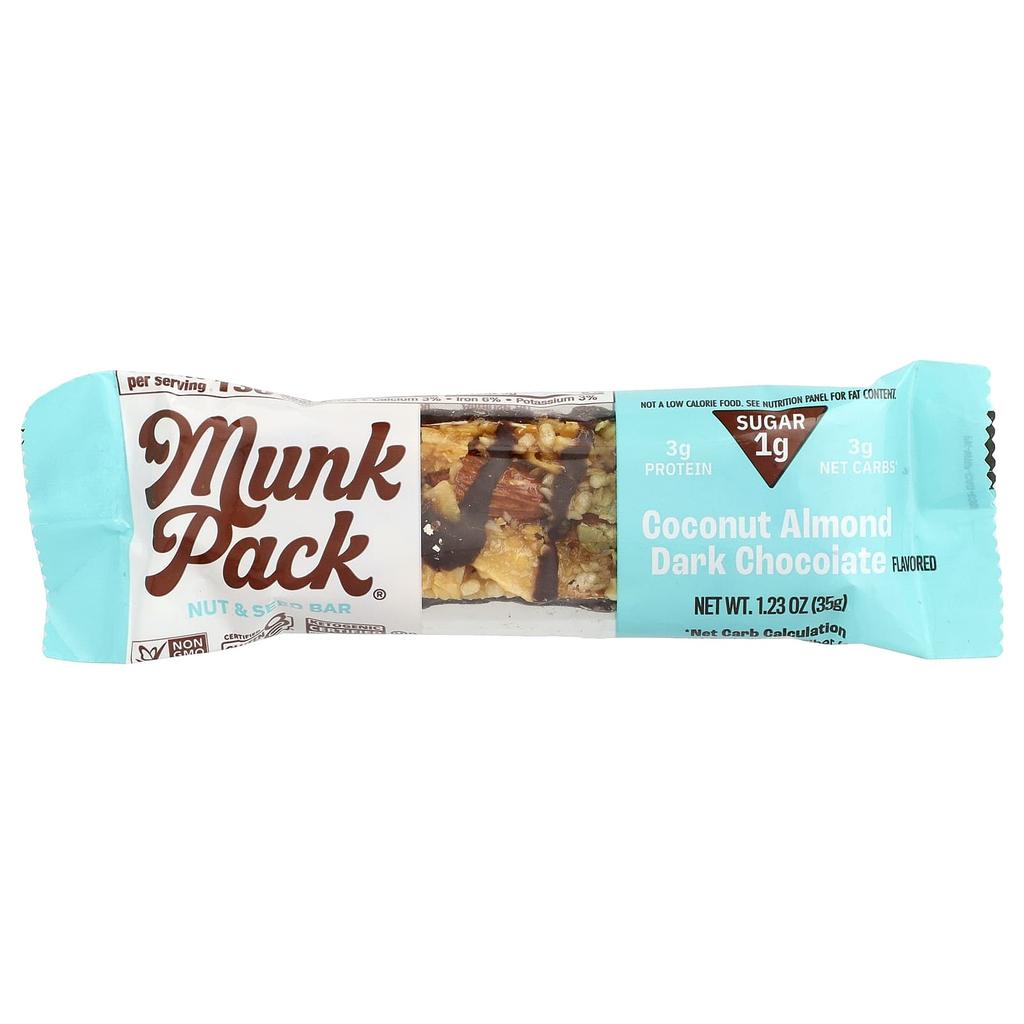 Munk Pack, Nut & Seed Bar, Coconut Almond Dark Chocolate, 35g (1.23oz)